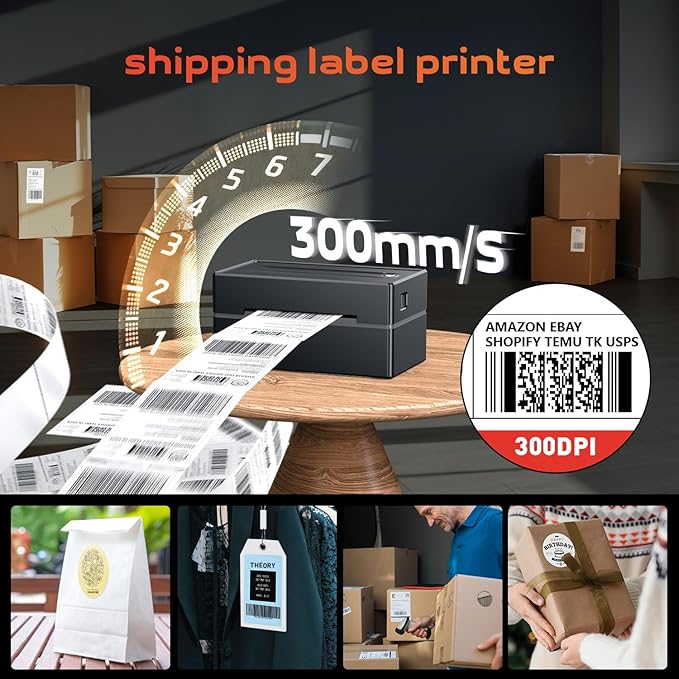 Aixiqee Thermal Label Printer - 4x6 Label Printer for Small Business, Shipping Package, Amazon, Ebay, Shopify, Etsy, USPS
