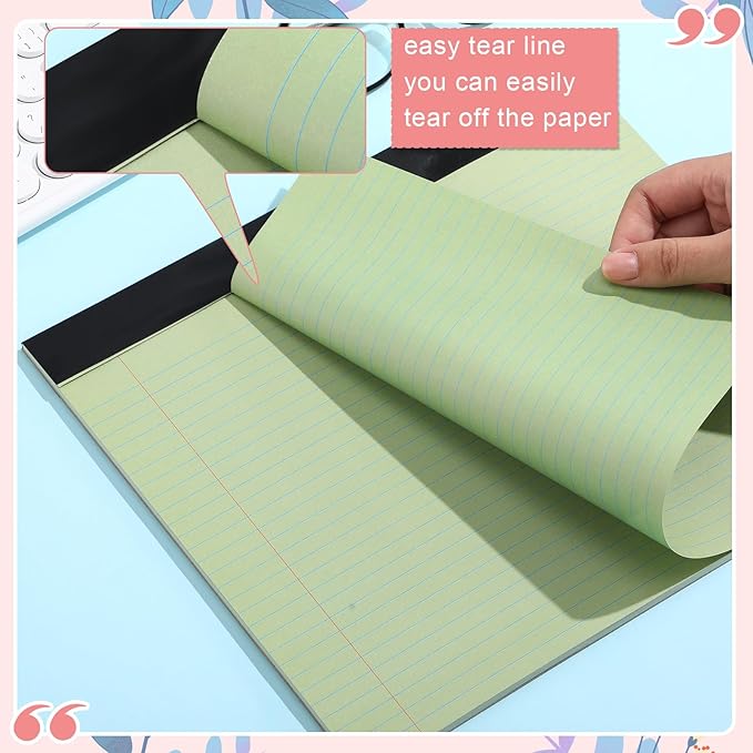 Lincia 6 Pcs 11" x 9.5" Legal Pads College Ruled Notepad Landscape Notebook Horizontal Lined Notebook 80 Gsm Assorted Colors Paper Pastel Writing Pads for School Office, 40 Sheet (Pastel Colors)
