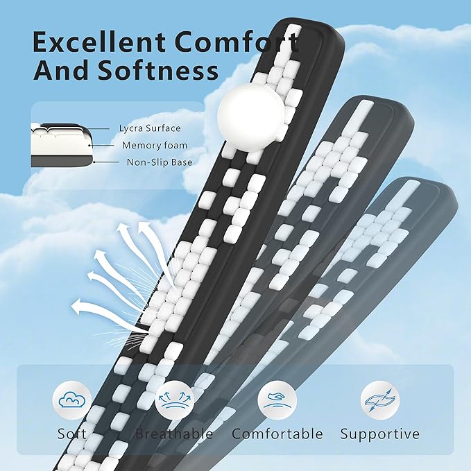 MEKASS Keyboard Wrist Rest, Ergonomic Wrist Pad, Soft Memory Foam Keyboard Hand Rest with Non-Slip Base, Easy Typing, Pain Relief, Comfort Support for Office Work Gaming Accessories (Black White)