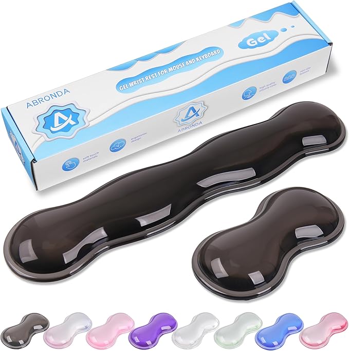 Gel Wrist Rest for Keyboard and Mouse, Wrist Rest for Keyboard, Mouse Wrist Support, Pain Relief, Cool Touch, Non-Skid, Keyboard and Mouse Wrist pad Set