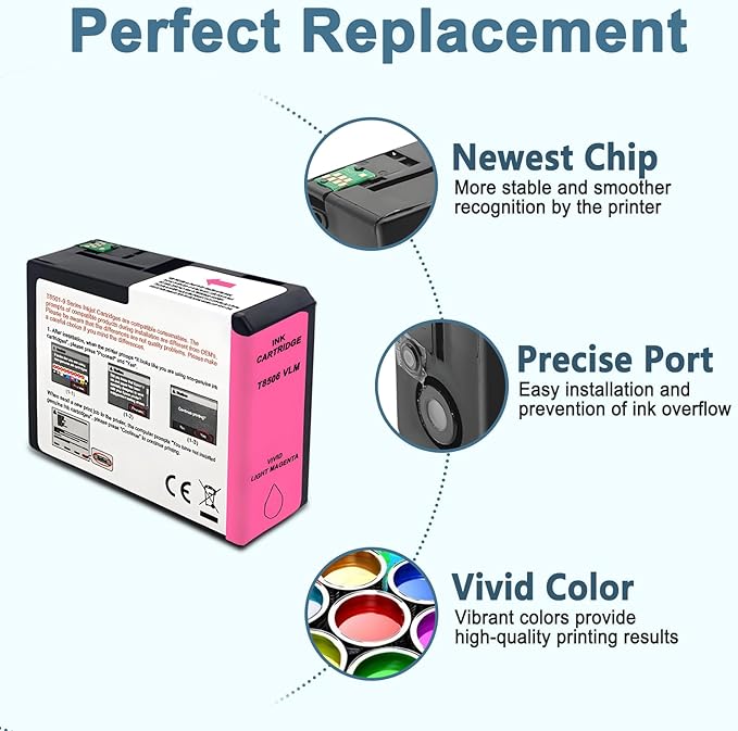 T850 Ink Cartridge T8506 T850600 Remanufactured Work for SureColor P800 (1-Pack, Vivid Light Magenta)