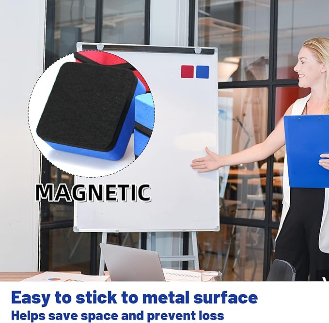 Dry Erase Eraser,24 Pack Magnetic Whiteboard Erasers,Small Dry Erase Board Erasers for Classroom, Home, and Office (24pcs-Square)