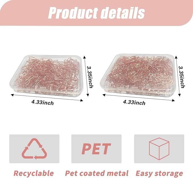 80 Pcs Rose Gold Cat Creative Metal Paper Clips - Fun Office Supplies for Cat Lovers (Rose Gold Catg)
