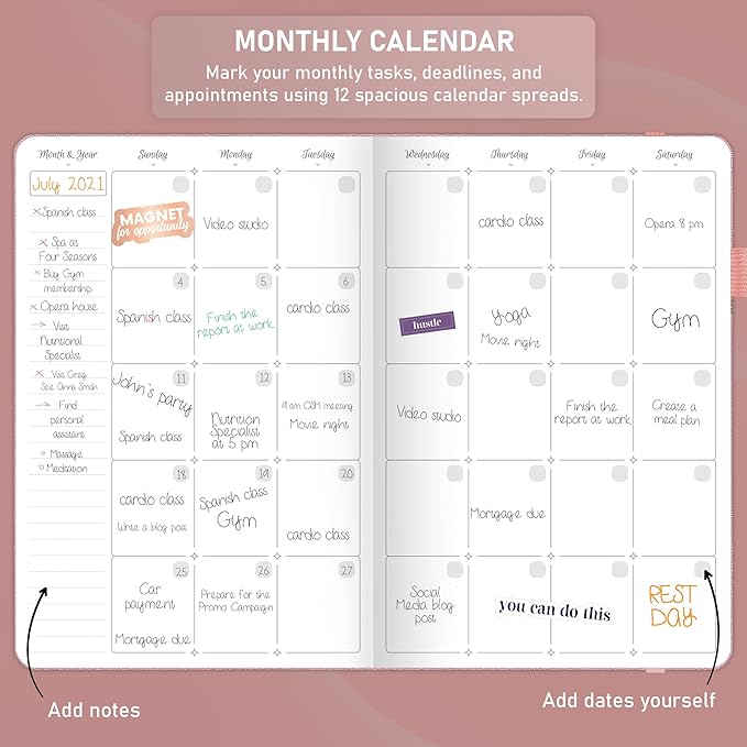 GoGirl Weekly Schedule Planner – Hourly Work & Life Planner with Time Slots – Vertical Agenda Organizer for Daily Productivity, A5 (Rose Gold)