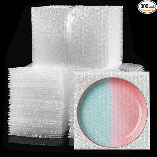300PCS Clear Bubble Out Bag 6" x 6", Small Bubble Pouches Wrap Bags, Double Wall Shockproof Bubble Pouches Packaging Bags Cushioning Protective Bag for Moving, Shipping, Packing and Storage