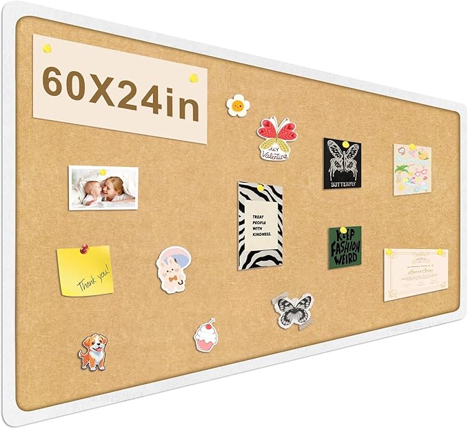 Bulletin Board, 60 x 24 in Felt Pin Board - Cork Board Alternative for Wall, Foldable Picture Self-Adhesive Vision Prayer Board with 20 Pushpins 10 Cards - Lightweight Home/Office Décor