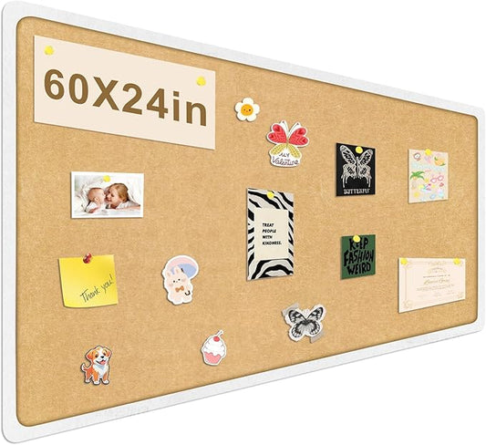 Bulletin Board, 60 x 24 in Felt Pin Board - Cork Board Alternative for Wall, Foldable Picture Self-Adhesive Vision Prayer Board with 20 Pushpins 10 Cards - Lightweight Home/Office Décor