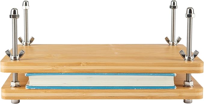 Bamboo Wooden Book Press for Bookbinding - Portable Bookbinding Machine and Book Press (11.6 x 7.9 inches)