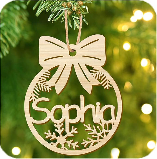 Personalized Christmas Ornaments with Name,Wooden Christmas Tree Ornaments 2025 with Custom Family Name for Kids Adults,Xmas Ornaments for Christmas Tree Gifts (01-6 Styles of Christmas Ornament)