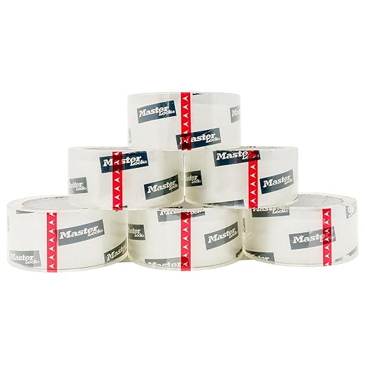 Master Lock Heavy Duty Packing Tape, 2 in x 55 yd, 2.7 Mil Thick Strong Shipping Tape, 6 Clear Tape Rolls