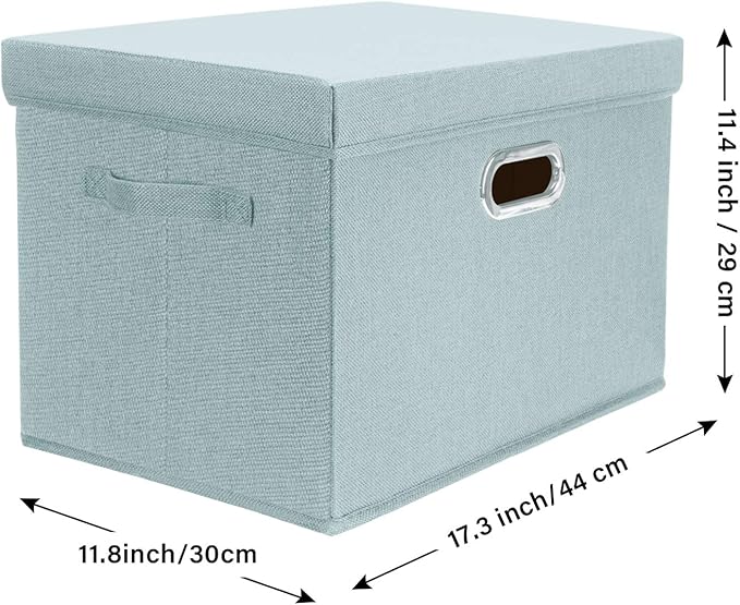 TYEERS Collapsible Storage Bins With Lids, Large Fabric Storage Boxes - 2 Pack - Aqua Spring