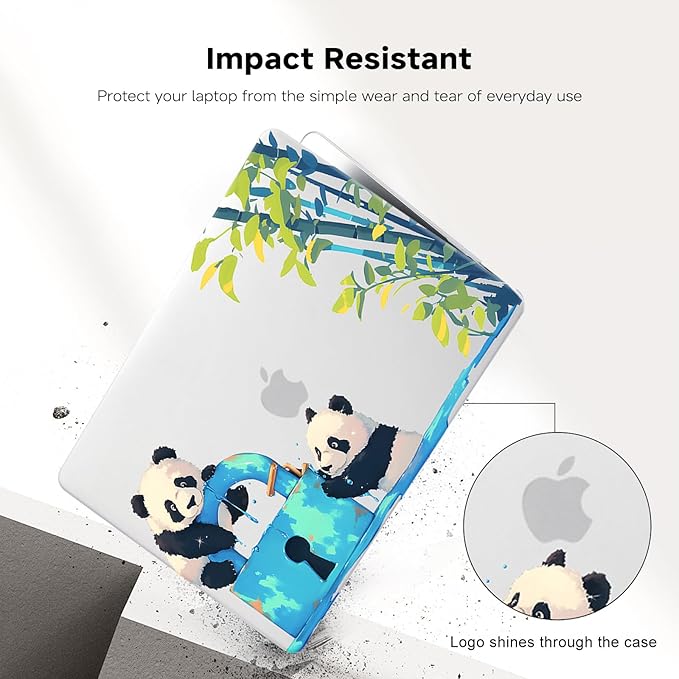 Cute Panda Print Case for MacBook Air 13 inch 2022-2025 M4 A3240 M3 A3113 M2 A2681,for Mac Air13 M4 Sturdy Pattern Plastic Clear Hard Shell&Keyboard Cover for MacBook Air13.6 Case,Cute Panda