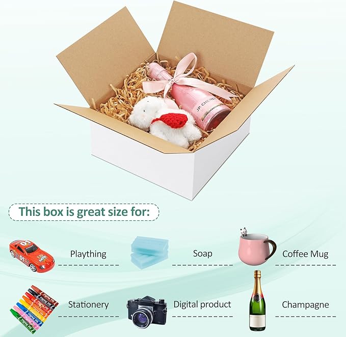 Eupako 8x8x4-Small-Shipping-Boxes-30-Pack-White-Corrugated-Box-Mailers, Cardboard Boxes for Packaging Small Business, Mailing