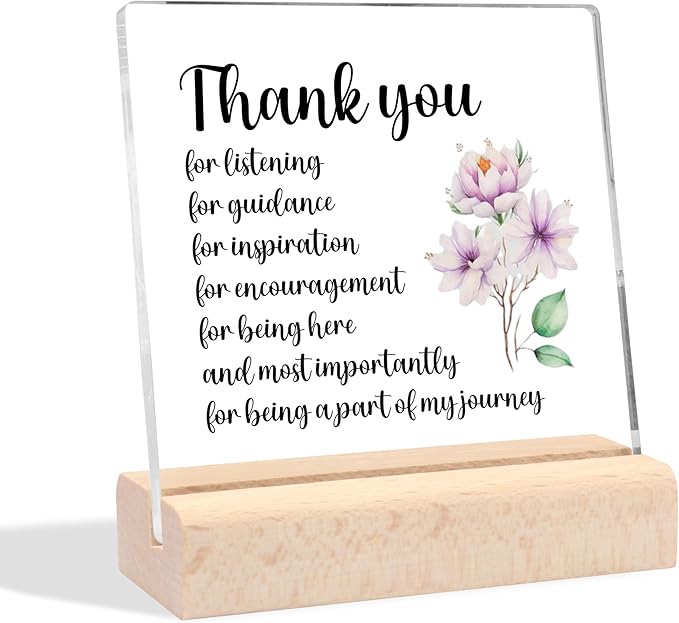 Thank You Gifts for Women, Teacher Appreciation Gifts Clear Desk Decorative Sign With Wooden Stand, Leaving Job Gifts Goodbye Farewell Gifts for Coworkers Appreciation Gifts for Teachers Friends Nurse