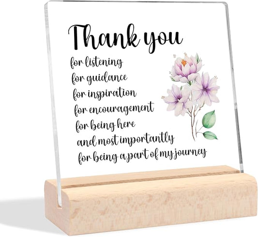 Thank You Gifts for Women, Teacher Appreciation Gifts Clear Desk Decorative Sign With Wooden Stand, Leaving Job Gifts Goodbye Farewell Gifts for Coworkers Appreciation Gifts for Teachers Friends Nurse