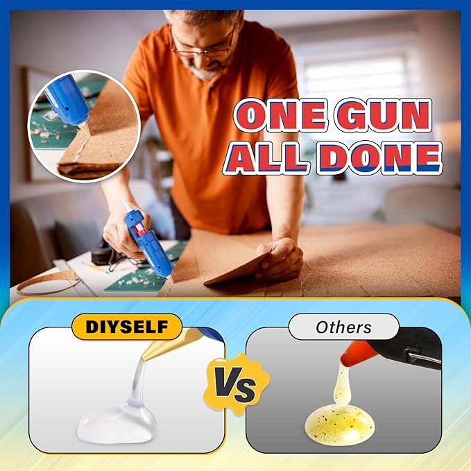 DIYSELF 1 Pack Hot Glue Gun丨Glue Gun Full Size丨Glue Gun and Sticks Set for Arts, Decorations, Repair, and Handmade DIY Projects丨Hot Glue Gun Kit丨20 Extra Glue Sticks丨Craft Glue Guns丨60/100W(Blue）