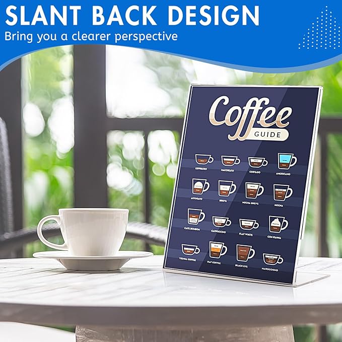 Aheroi 12Pcs Acrylic Sign Holder, 5x7 Clear Sign Holders, L-Shape Table Sign Holders Paper Stand, Plastic Sign Holder Standing, Paper Display Stand for Menu Document Display, Activities Supplies