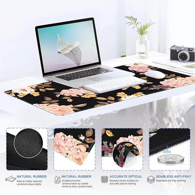 iCasso Desk Mat, Gaming Mouse Pad Wrist Support Set,4in1 XXL Large Mousepad + Keyboard Wrist Rest+Mouse Wrist Rest+Coaster Set with Ergonomic Design for Home Office Table Computer-Penoy