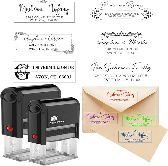 EAQ Custom Stamp Self Inking Return Address Stamp, Personalized Stamp with Text Logo | Business Logo Stamp | Address Stamp | Wedding Stamp