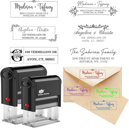 EAQ Custom Stamp Self Inking Return Address Stamp, Personalized Stamp with Text Logo | Business Logo Stamp | Address Stamp | Wedding Stamp