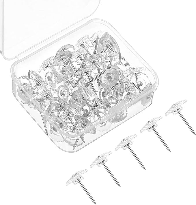 Lunies 50 PCS Clear Push Pins for Bulletin Board, Thumb Tacks for Wall Hanging, Decorative Push Pins for Cork Board, Wall Tacks for Picture