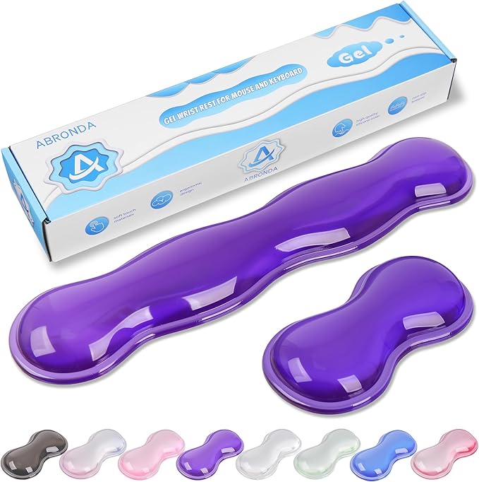 Gel Wrist Rest for Keyboard and Mouse, Wrist Rest for Keyboard, Mouse Wrist Support, Pain Relief, Cool Touch, Non-Skid, Keyboard and Mouse Wrist pad Set