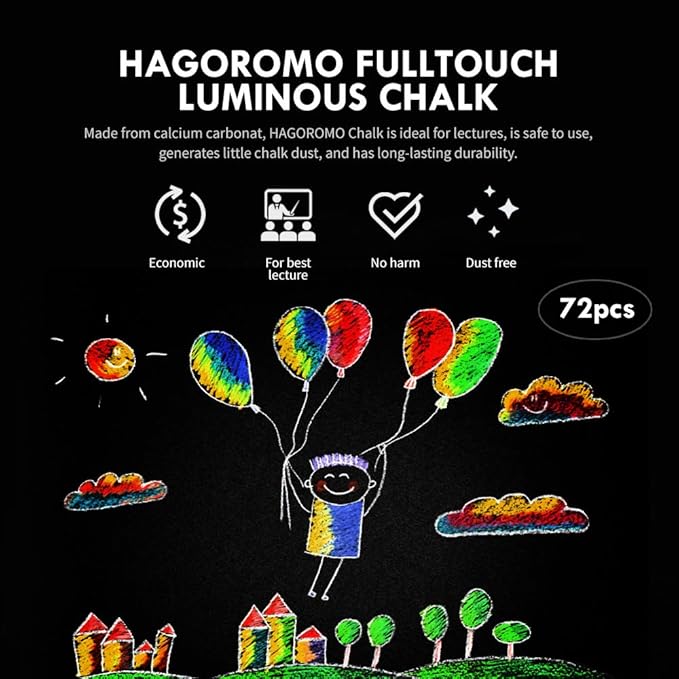 Hagoromo Fulltouch Luminous Chalk 1 Box, Non-Toxic, Dustless [72 Pcs/Orange]
