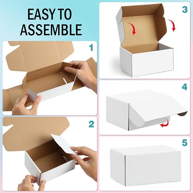 Shipping Boxes 6x4x3 inches Small Mailing Boxes 25 Pack White Cardboard Corrugated Box Mailers