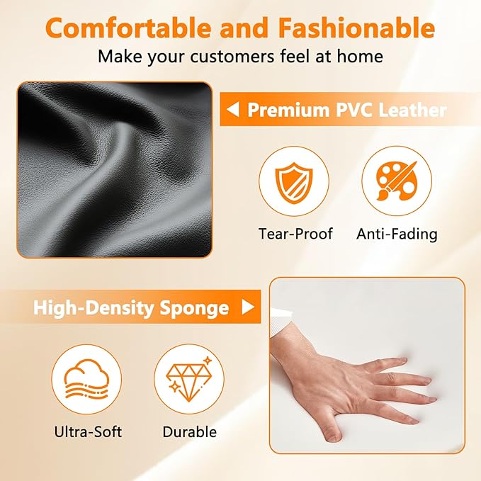 CLATINA Waiting Room Guest Chair with Bonded Leather Padded Arm Rest for Office Reception and Conference Desk Black