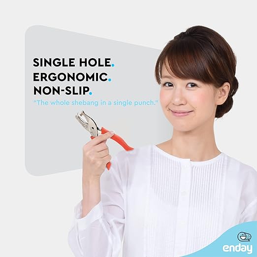 Premium Single Hole Paper Punch Cushion Grip Heavy Duty Hole Puncher for Greeting Cards Scrapbook Notebook Puncher Craft Paper Hand Tool - Assorted Colors, Colors May Vary - by Emraw (1PK)