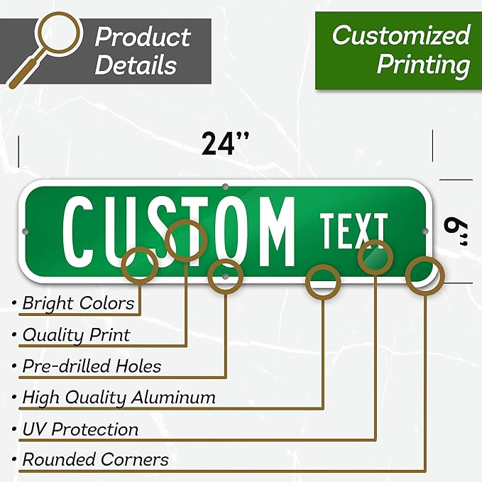 Custom Street Sign, Road Sign, Address 8 Colors, Reflective Option, Mounting Options, 6x24 Inch, Thick Rust-Free AlumaBond, USA Made by My Sign Center, (Suffix)