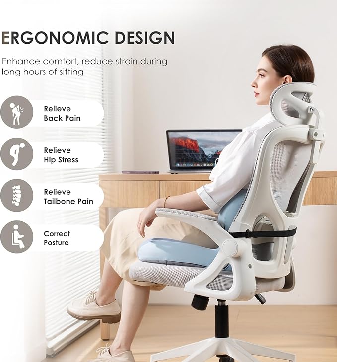 FLORICH Memory Foam Truck Seat Cushion with Adjustable Strap,Seat Cushion and Lumbar Support Pillow for Car Office Chair, Ergonomic Back Support & Sciatica Relief for Long Drives(Green)