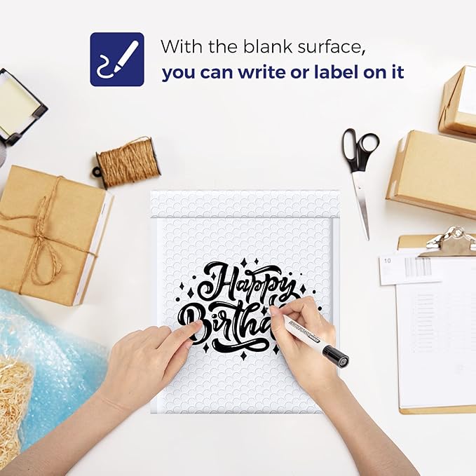 Fuxury White Bubble Mailers 8.5x12” 40 Pack Opaque Padded Envelopes Usable Size 8.5x11" Waterproof Bubble Envelopes Thick Padded Mailers for Small Business Mailing Books Clothes