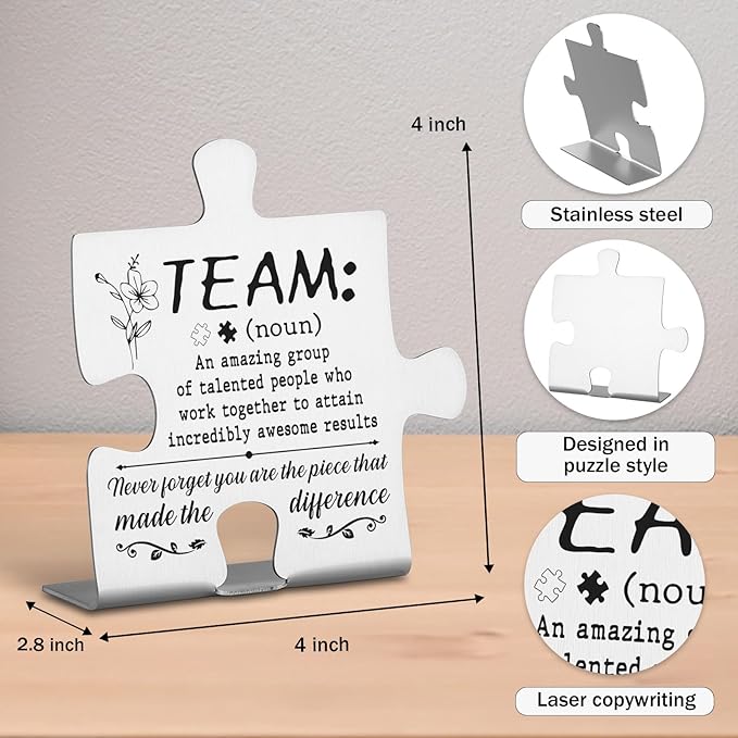 Team Gifts for Employees, Colleagues, Appreciated Coworker Gift, Thank You Coworkers Gift for Women Men, Teamwork Quotes Motivational Quotes for Office Home Decorative Signs Plaques WDD6