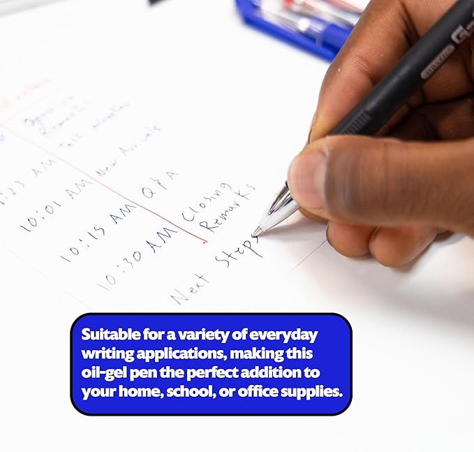 BAZIC Oil Gel Ink Pen, GR8 Assorted Colors w/Rubberized Barrel, 0.7 mm Medium Point Smooth Writing, for Office School (3/Pack), 24-Pack