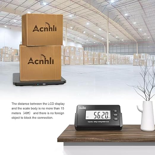 Digital Shipping Scale,440lbs/1oz Ultra-Thin, Highly Accurate LCD Display with Tare/Hold Function Lightweight Postal Scale for Warehouses,Homes,Offices,with Manual and Adapter