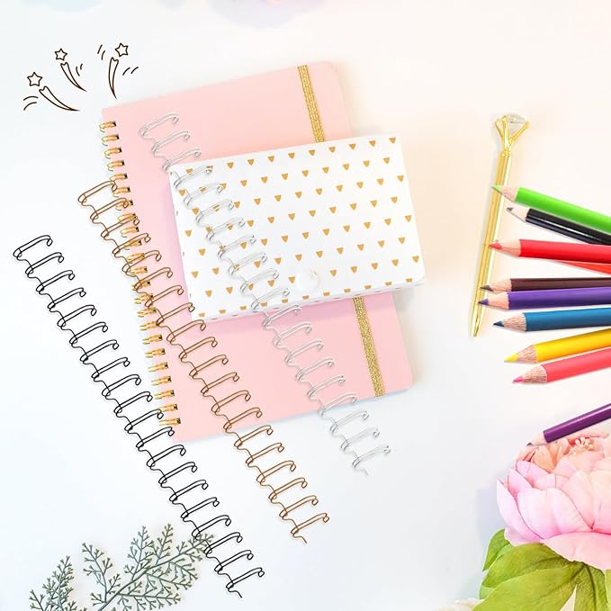 30Pcs Metal Double Loop Binding Wires Double Spiral Binding Ring Coil, 9/16" 23 Holes, 2:1 Pitch Cinch Binding Machine Wire for Teacher Student Document Notebook File Making (Classic Color)