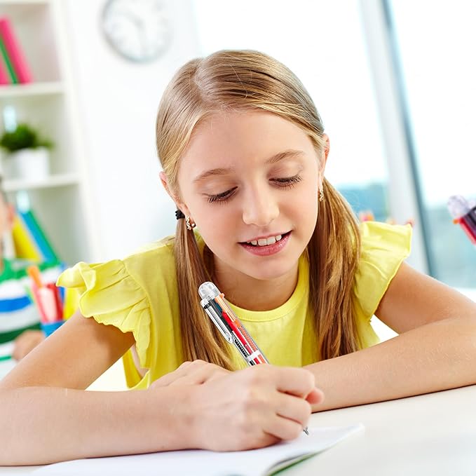 Aodaer 24 Pieces Multicolor Ballpoint Pens 0.5 mm 6 Colors Transparent Barrel Ballpoint Pen 6-in-1 Multicolor Retractable Ballpoint Pens for Office School Supplies Gifts