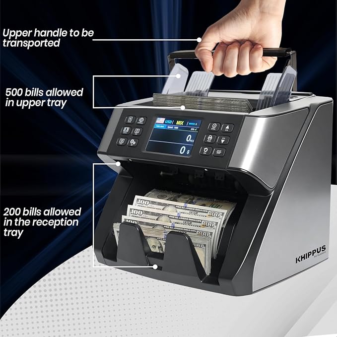 Pro 5500 Money Counter Machine, Mixed Denominations, Professional Value Counting, Counterfeit Detector, Fast & Accurate Cash Counter with 2 Year Warranty