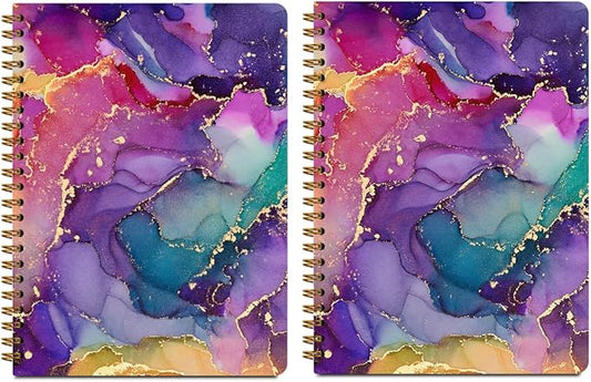 CFGBFDGH 2Pcs Abstract Art Covering Spiral Notebooks for Work, A5 Hardcover Notebook Journal for Women, 8.3x5.8inch 160 Pages College Ruled Notebook Travel Journal for Writing Office Note Taking