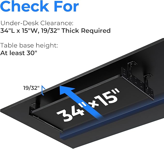 EUREKA ERGONOMIC Adjustable Keyboard Tray Under Desk, 28x11 Inch Large Slide Out Keyboard & Mouse Platform Tray, Wooden Pull Out Computer Keyboard Drawer for Typing Home Office Desk, Black