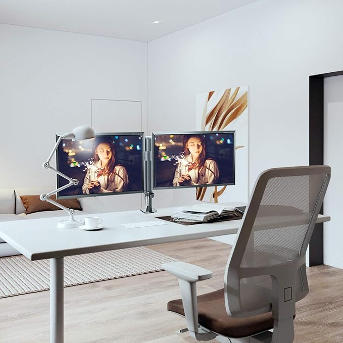 Suptek Monitor Mount, Adjustable Dual Monitor Arm Desk Mount Heavy Duty Monitor Stand fit for 27 inch Monitor Screens up to 22lbs,Black(MD9442)