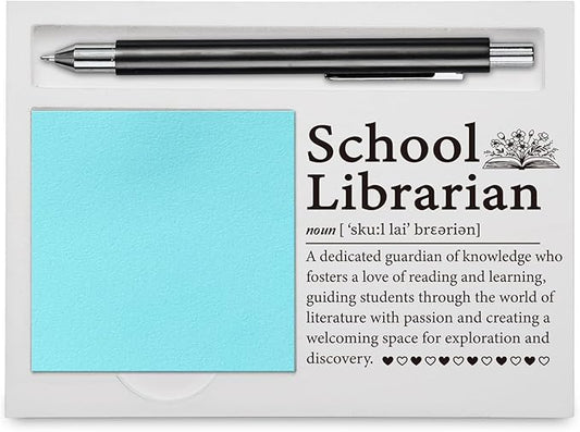 School Librarian Office Supplies Sticky Note Holder Decor, School Librarians Thank You Appreciation Gifts for Women Self-Stick Note Pad Holders YBB05