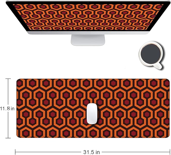 Gaming Mouse Pad, XXL Extended Computer Keyboard Long Mouse Mat, Large Desk Pad for Office Laptop, Non-Slip Rubber Base with Stitched Edge Mousepad, 31.5X11.8 inch Overlook Hotel Pattern