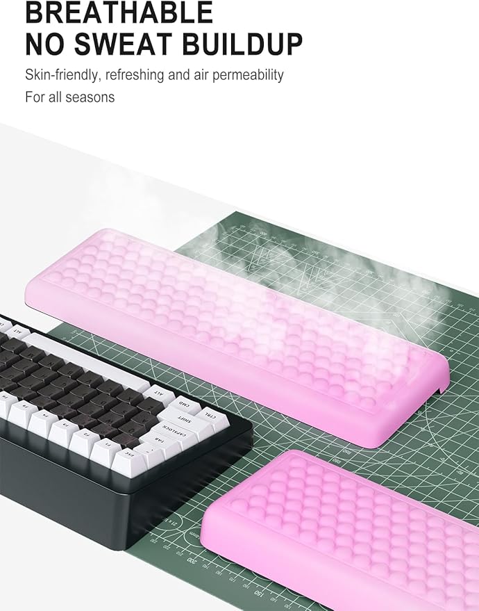 Hsurbtra L-Shaped Desk Elbow Pad, 2-Piece Soft Memory Foam Elbow Support Padding with Non-Slip Rubber Base, Ergonomic Desk Edge Cushion Wrist Rest for Office, Home, Work, Gaming, Gradient Pink