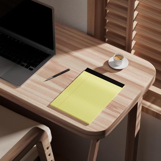 12 Pack Yellow Legal Pads 8.5 x 11.75 College Ruled Yellow Note Pad Narrow Ruled 30 Sheets Notepads Perforated Writing Pad Clear Print 8x11 Legal Pads Pads of Paper