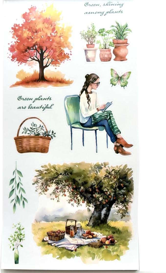 Aesthetic Journaling Sticker Books for Adults - Pre-Cut Scrapbook Stickers Vintage 20 Sheets Junk Journal Supplies Watercolor Scrapbooking Stickers Planner Cottagecore Decorative DIY Arts Craft Making