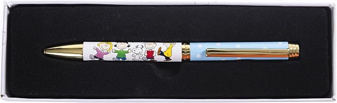 Graphique Peanuts Fashion Pen | 5.5” Ballpoint Pen | Refillable Black Ink | Retractable Twist Top | Matching Decorative Box | Comfort Grip for Writing | Office Supplies Accessories