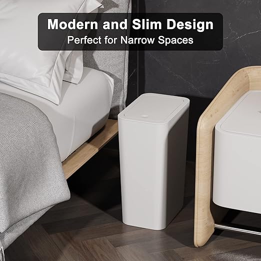 N. NETDOT 3 Pack 2.6 Gallon / 10L Bathroom Trash Can with Lid,Kitchen Garbage Can Small Trash Bin Waste Basket for Bathroom,Kitchen,Bedroom,Living Room,Office - Off White