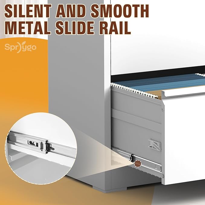 4-Drawer Lateral File Cabinet with Lock, Black Metal Filing Cabinet for Office or Home – Secure Storage for Letter/Legal/A4/F4 Documents, Easy to Assemble Locking File Organizer (White, 4 Drawer-52"H)